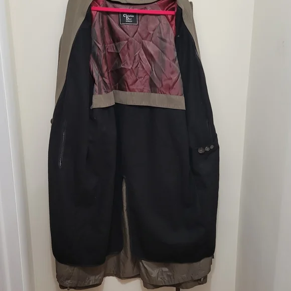 Vintage Mens CHRISTIAN DIOR Trench Coat Jacket Belted + Lining Brown Size 40